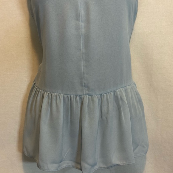 G-186 Ann Taylor Blue Ruffle Bottom Sleeveless Pullover Summer Blouse Size S - Picture 4 of 12